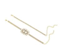 Cavigliera Donna Regolabile, Oro 2PCS Set Catena Tennis con Fiore Cavo Cubic Zirconia Regolabile Cavigliere da Spiaggia per Donna, Lunghezza: 20.7+10CM