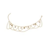 Cavigliera donna rosa semplice metallo alla moda paillettes disco doppio strato catena cavigliera versatile gioielli accessori chiave ad anello set (oro, taglia unica)