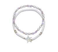 Cavigliera Elastica Da 2 Set - Cavigliere Leggere Di Lusso Ed Eleganti Con Perline Acriliche Finte Perle Per Le Donne, Eleganti Catene Per Piedi Per Feste Estive Unisex, Bianco, Come Da Esposizione