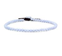 Cavigliera elastica da donna con perline rotonde da 4 mm, con pietre preziose naturali, corda marrone regolabile 21-27 cm
