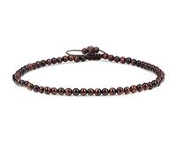 Cavigliera elastica da donna con perline rotonde da 4 mm, con pietre preziose naturali, corda marrone regolabile 21-27 cm