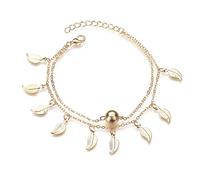 Cavigliera estiva da spiaggia, da donna, con perline rotonde e frange, a doppio strato, professionale