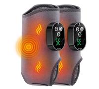 Cavigliera riscaldata, massaggiatore per piedi senza fili 2 Pezzi | 6 livelli calore e 3 modalità vibrazione calore 45°C-70°C, 3 modalità massaggio, timer 20/35/45 min, batteria 3000mAh