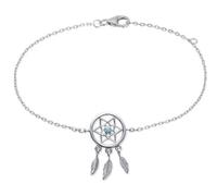 Cavigliera Sogni Catturati Pietra Turchese Argento Massiccio 925/1000 Rodiato