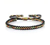 Cavigliera tibetana buddista intrecciata a forma di Buddha in corda fatta a mano, per braccialetti da donna e uomo, corda nera 2