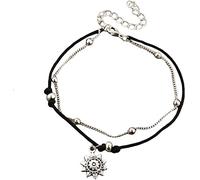 Cavigliere antiche della Boemia Cavigliere intagliate a Forma di Fiore di Sole con Ciondolo a Catena Estiva da Spiaggia Clever And Attractive