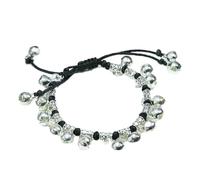 Cavigliere con campanellini Bracciale in corda argento, rosso/nero campanellino in che tintinna(Black)
