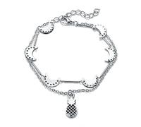 Cavigliere con design a mezzaluna per donna con pendenti a forma di ananas, graziose catene per caviglie, accessori per gioielli alla moda da donna