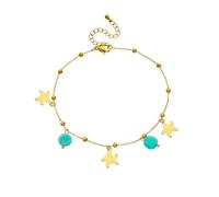 Cavigliere da Donna, Acciaio Oro Catena con Palla e Pendente Stella Marina Cavigliera - Accessori da Spiaggia per Signore e Ragazze, Lunghezza: 21.5+5.5CM