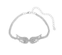 Cavigliere da Donna, Argento Catena da Tennis con Ala di zirconi Regolabili Cavigliere per Donne Ragazze Gioielli Spiaggia, Lunghezza: 23+10CM