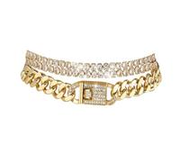 Cavigliere da donna in oro 14 carati impermeabile con strass, braccialetto alla caviglia a strati cubano catena a maglie cubane con diamanti cavigliera gioielli da spiaggia per le donne, One Size