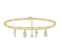Cavigliere da donna piene di piedi da donna Anno di nascita Jewelr cavigliere spiaggia di braccialetti da donna braccialetto tennis, Misura unica, Metallo
