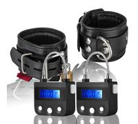 Cavigliere in pelle per self-bondage, chiudibili con lucchetto a tempo