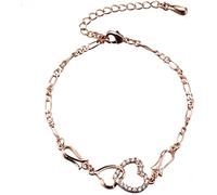 cavigliere per donna Braccialetto alla caviglia con cuore in argento sterling 925 Cubic Zirconia Oro rosa Estate BeaStylish Catena al piede Regalo per le vacanze estive per mamma Donna Bambina, taglia