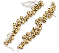 Cavigliere tradizionali indiane in ottone con cinturino in cotone, set di due campanelle dorate Kathak Ghungroo