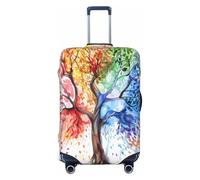 Cavizow Copertura elastica per valigie da viaggio con albero di quattro stagioni ad acquerello copre lavabile antigraffio copribagagli S-XL, multicolore, L (Fits 25-28 in Luggage)