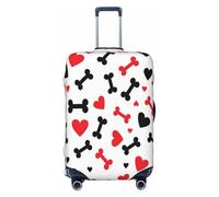 Cavizow Copertura elastica per valigie da viaggio con motivo a ossa di cane e cuore, lavabile, antigraffio, S-XL, Multicolore, L (Fits 25-28 in Luggage)