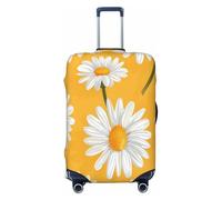 Cavizow Copertura elastica per valigie da viaggio con sfondo bianco, motivo margherita gialla, lavabile, antigraffio, S-XL, Multicolore, M (Fits 22-24 in Luggage)