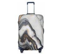 Cavizow Copertura elastica per valigie da viaggio in marmo nero e bianco, lavabile, antigraffio, S-XL, Multicolore, L (Fits 25-28 in Luggage)