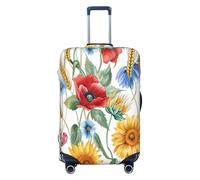 Cavizow Copertura elastica per valigie da viaggio, lavabile, antigraffio, con girasole, papaveri e fiordalisi, S-XL, Multicolore, XL (Fits 29-32 in Luggage)