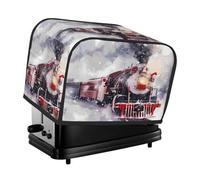 Cavizow Copertura per tostapane a 2 fette di treno a vapore con fiocchi di neve e fessura larga antipolvere impermeabile per elettrodomestici da cucina con anello per appendere il pane e tostapane
