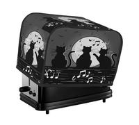 Cavizow Copertura per tostapane a forma di luna con tre note musicali a forma di gatto, 2 fette di fessura larga, antipolvere, impermeabile, con anello per appenderlo, protezione per tostapane