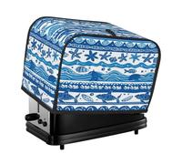 Cavizow Copertura per tostapane con motivo a stella marina blu oceano con 2 fette di fessura larga antipolvere impermeabile per elettrodomestici da cucina con anello per appendere panettiere tostapane