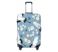 Cavizow Cranes Bird Blue Daisy - Copertura elastica per valigie da viaggio, lavabile, antigraffio, S-XL, Multicolore, XL (Fits 29-32 in Luggage)