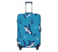 Cavizow Cute Sharks and Anchor - Copertura elastica per valigie da viaggio, lavabile, antigraffio, taglie S-XL, multicolore, M (adatta per bagagli da 55,9 a 61 cm)