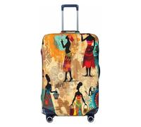 Cavizow Etnico Africano Egitto Donne Viaggio Dei Bagagli Copertura Elastica Copertura Della Valigia Coperture Lavabile Anti Graffio, Multicolore, L (Fits 25-28 in Luggage)