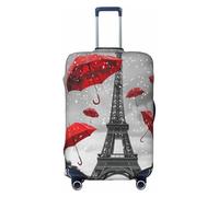 Cavizow Parigi Torre Eiffel rosso ombrello viaggio bagagli copertura elastica copertura lavabile antigraffio bagagli copre S-XL, Multicolore, L (Fits 25-28 in Luggage)