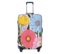 Cavizow Primavera Fiore Floreale Foglia Bagagli Da Viaggio Copertura Elastica Della Valigie Coperture Lavabile, multicolore, S (Fits 18-21 in Luggage)