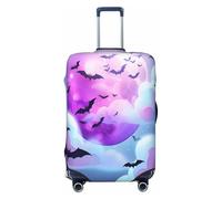 Cavizow Purple Moon - Copertura elastica per valigie da viaggio con pipistrelli di Halloween, lavabile, antigraffio, S-XL, Multicolore, S (Fits 18-21 in Luggage)