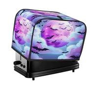 Cavizow Purple Moon - Copertura per tostapane con pipistrelli di Halloween, 2 fette, ampia fessura antipolvere, impermeabile, con anello per appenderlo, protezione per tostapane