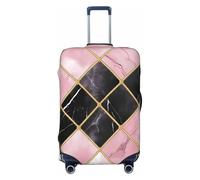 Cavizow Rosa e Nero Marmo Quadrati Copertura Dei Bagagli Da Viaggio Elastica Coperture Lavabile Anti Graffio Dei Bagagli S-XL, multicolore, L (Fits 25-28 in Luggage)