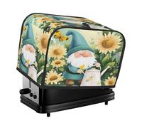 Cavizow Simpatico gnomo con girasole copertura per tostapane 2 fette di ampia fessura antipolvere impermeabile per elettrodomestici da cucina con anello per appendere panettiere protezione tostapane
