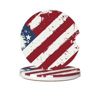 Cavizow Sottobicchieri in ceramica per auto, confezione da 2 pezzi, con bandiera americana e bandiera degli Stati Uniti, per portabicchieri, antiscivolo, con base in sughero, per auto