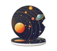Cavizow Sottobicchieri in ceramica per auto, confezione da 2 pezzi, con sistema Universo Planet, assorbenti, per portabicchieri, antiscivolo, con base in sughero, per auto