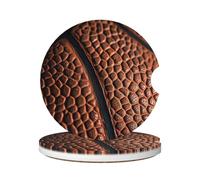 Cavizow Sottobicchieri in ceramica per auto, confezione da 2 pezzi, motivo a pallacanestro, motivo pizzo, assorbenti, per portabicchieri, antiscivolo, con base in sughero, per auto