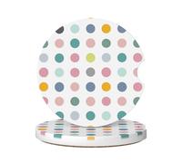 Cavizow Sottobicchieri in ceramica per auto, confezione da 2 pezzi, motivo a pois colorati, assorbenti, per portabicchieri, antiscivolo, con base in sughero, per auto