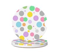 Cavizow Sottobicchieri in ceramica per auto, confezione da 2 sottobicchieri colorati geometrici a pois, assorbenti, per portabicchieri, antiscivolo, con base in sughero, per auto