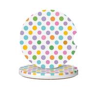 Cavizow Sottobicchieri in ceramica per auto, confezione da 2 sottobicchieri colorati geometrici a pois, assorbenti, per portabicchieri, antiscivolo, con base in sughero, per auto