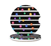 Cavizow Sottobicchieri in ceramica per auto, confezione da 2 sottobicchieri colorati glitterati a pois, assorbenti, per portabicchieri, antiscivolo, con base in sughero, per auto