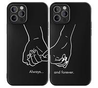 Cavka Custodia nera coordinata compatibile con iPhone 16e, per coppie, copertura opaca, simpatica promessa mignolata, idea per lui, la sua ragazza, fidanzato che si tiene per mano sempre e per sempre