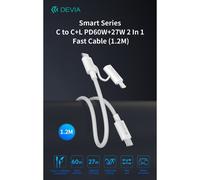 Cavo 2in1 da type c a type c e lightning devia 1,2mt 60w nero