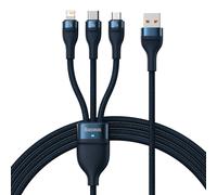 Cavo 3in1 USB-A a USB-C/Micro/Lightning 66W 480Mbps 1,2m Blu