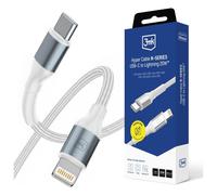 Cavo 3MK Hyper Cable serie N da USB-C a Lightning, 1 m, 9 V/2 A, 20 W, bianco.