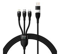 Cavo 4 in 1 da USB+USB-C a USB-C / iPhone Lightning / micro USB da 1,2 m - nero