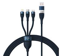 Cavo 4 in 1 da USB+USB-C a USB-C / Lightning per iPhone / micro USB, 1,2 m - blu