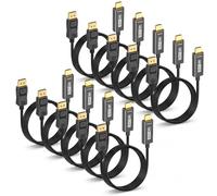 Cavo 4K Displayport a HDMI, 1,8 m, confezione da 10 cavi unidirezionali DP a HDMI, 4K a 30 Hz, 2K a 120 Hz, 1080P HDR, placcati in oro, da maschio a maschio, HDTV per proiettore Dell, AMD, NVIDIA